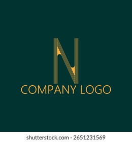 Gold symbol lette N business rich logo design
