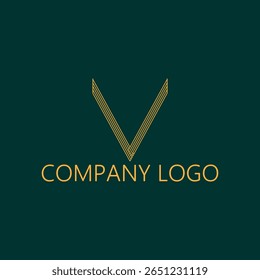 Gold symbol lette V business rich logo design