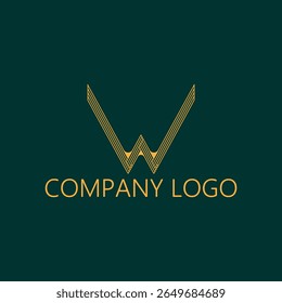 Gold symbol lette W business logo design