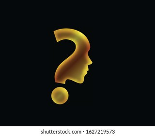 Símbolo de oro del signo de interrogación en fondo negro.