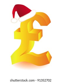 gold symbol in red cap pounds Santa on a white background