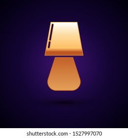 Gold Table lamp icon isolated on dark blue background.  Vector Illustration