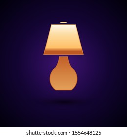 Gold Table lamp icon isolated on dark blue background.  Vector Illustration