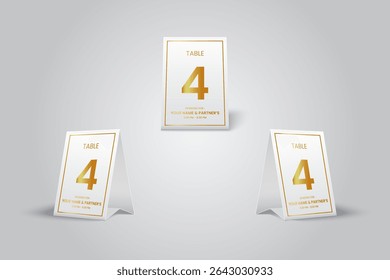 Gold Table Number 4 Card Mockup for event or dining