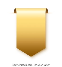 Gold tag vector icon. Golden sales promotion banner, label, ribbon for online shopping. 3d realistic web element for promotion, discount, best seller product.