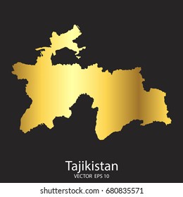 Gold Tajikistan map. vector eps 10.