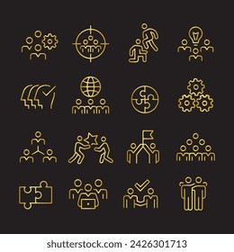 gold Teamwork Icons vector design