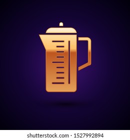 Gold Teapot icon isolated on dark blue background.  Vector Illustration