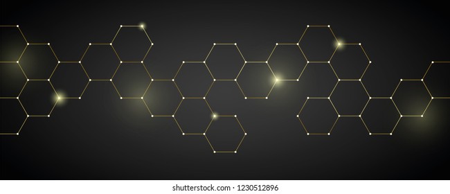 gold technical honeycomb background digital electronics vector illustration EPS10