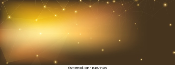 Gold Technology Business. Big Data. Glow Depth Network. High Polygonal Background. Golden Technology Elements. Data Flow. Metal Grid Background. Glow Triangles Network. Technology Abstract.