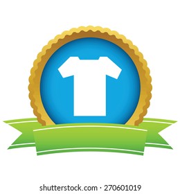 Gold tee shirt logo on a white background. Vector illustration