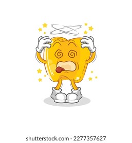 the gold teeth dizzy head mascot. cartoon vector