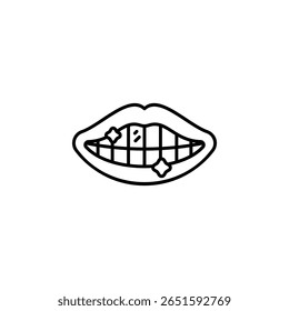 Icono de Vector de dientes de oro. Estilo de línea de iconos de joyería. uso perfecto para logotipo, presentación, Sitio web y más. estilo de contorno de diseño de iconos modernos