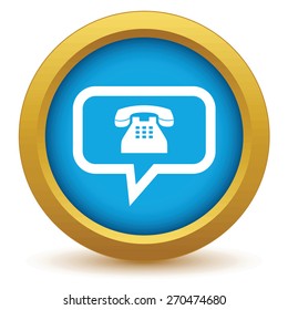 Gold telephone conversation icon on a white background. Vector illustration