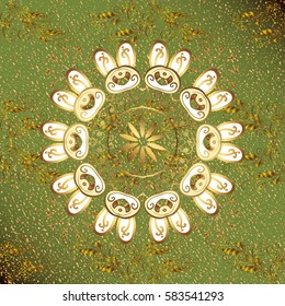 Gold template. Vector. Floral classic texture. Royal retro background. Design vintage for card, wallpaper, wrapping, textile. Pattern golden elements.