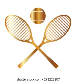 Gold Tennis rackets with ball vector icon