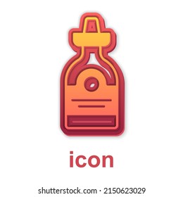 Gold Tequila bottle icon isolated on white background. Mexican alcohol drink. Vector