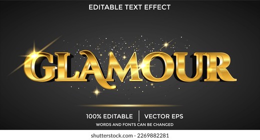 Gold text effect, 3d and glamour type letter with shinny glitter background.