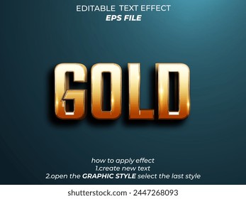 Goldener Texteffekt mit 3D-Stil, Vektorgrafik Vorlage