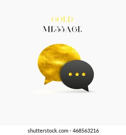 Gold text message, sms or mail vector icon