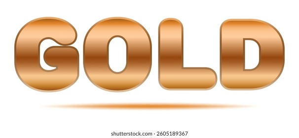 Gold text set icon. Shiny metallic letters in 3D style symbolize luxury, premium value, and success.