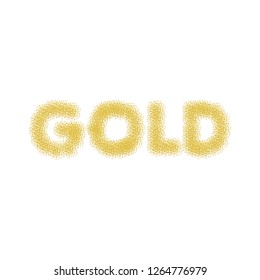 Gold text. Gold sparkles on white background. Gold glitter background. Golden backdrop for card, vip, exclusive, certificate, gift, luxury, privilege, voucher, store, present, shopping