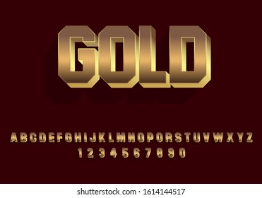 Gold Text Style Effect With Alphabet design