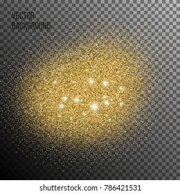 Gold texture. Amber particles color. Celebratory background. Golden explosion of confetti. Vector illustration