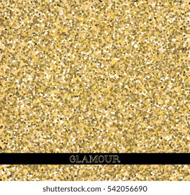Gold texture background. Vector shimmer glitter. Glamour concept for vip invitation card, branding, black friday sale, voucher. Glittering vibrant effect. Yellow, black, white colors