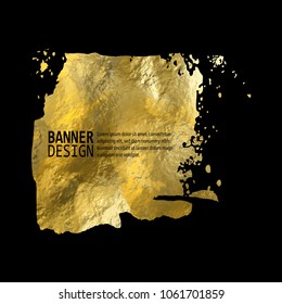 Gold Texture Blob Paint Stain Illustration. Hand drawn golden brush stroke vector design element.