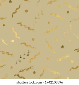 Goldstruktur. Kreise, Punkt und abstrakte Formen nahtlos Muster. Abstrakter goldener Hintergrund. Vektor-Abbildung