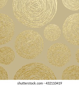 Gold texture. Circles pattern. Abstract gold glitter background