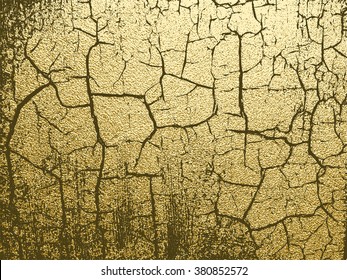 Gold texture with cracks.Abstract gold background. Metal texture. Golden glitter texture. Vector mode.