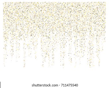 Gold texture festive sparkling confetti. Cosmic vector star dust, Christmas, New Year holidays luxury premium background. Magic decoration, silver, gold texture, firework, falling down stars on white.