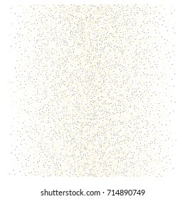 Gold texture festive sparkling confetti. Cosmic vector star dust, Christmas, New Year holidays luxury premium background. Magic decoration, silver, gold texture, firework, falling down stars on white.
