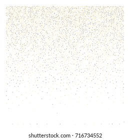 Gold texture festive sparkling confetti. Cosmic vector star dust, Christmas, New Year holidays luxury premium background. Magic decoration, silver, gold texture, firework, falling down stars on white.