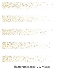 Gold texture festive sparkling confetti. Cosmic vector star dust, Christmas, New Year holidays luxury premium background. Magic decoration, silver, gold texture, firework, falling down stars on white.