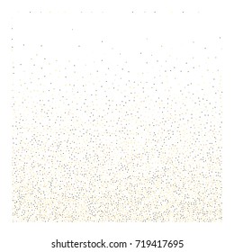 Gold texture festive sparkling confetti. Cosmic vector star dust, Christmas, New Year holidays luxury premium background. Magic decoration, silver, gold texture, firework, falling down stars on white.