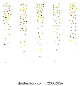 Gold texture festive sparkling confetti. Cosmic vector star dust, Christmas, New Year holidays luxury premium background. Magic decoration, silver, gold texture, firework, falling down stars on white.