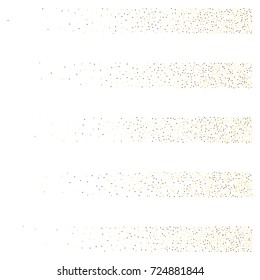 Gold texture festive sparkling confetti. Cosmic vector star dust, Christmas, New Year holidays luxury premium background. Magic decoration, silver, gold texture, firework, falling down stars on white.