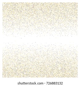 Gold texture festive sparkling confetti. Cosmic vector star dust, Christmas, New Year holidays luxury premium background. Magic decoration, silver, gold texture, firework, falling down stars on white.