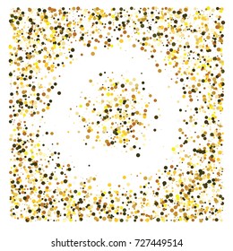 Gold texture festive sparkling confetti. Cosmic vector star dust, Christmas, New Year holidays luxury premium background. Magic decoration, silver, gold texture, firework, falling down stars on white.