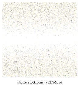 Gold texture festive sparkling confetti. Cosmic vector star dust, Christmas, New Year holidays luxury premium background. Magic decoration, silver, gold texture, firework, falling down stars on white.
