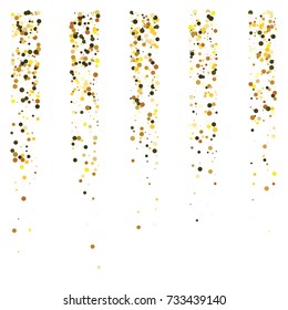 Gold texture festive sparkling confetti. Cosmic vector star dust, Christmas, New Year holidays luxury premium background. Magic decoration, silver, gold texture, firework, falling down stars on white.