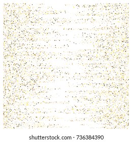 Gold texture festive sparkling confetti. Cosmic vector star dust, Christmas, New Year holidays luxury premium background. Magic decoration, silver, gold texture, firework, falling down stars on white.