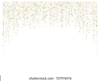 Gold texture festive sparkling confetti. Cosmic vector star dust, Christmas, New Year holidays luxury premium background. Magic decoration, silver, gold texture, firework, falling down stars on white.