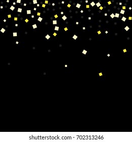 Gold texture glitter on a black background. Abstraction of golden confetti on a black background. Element of design. Vector illustration. EPS 10.