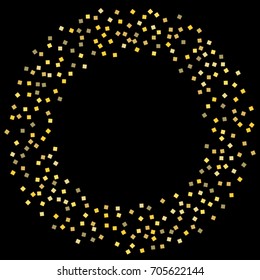 Gold texture glitter on a black background. Abstraction of golden confetti on a black background. Element of design. Vector illustration. EPS 10.