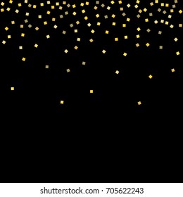 Gold texture glitter on a black background. Abstraction of golden confetti on a black background. Element of design. Vector illustration. EPS 10.