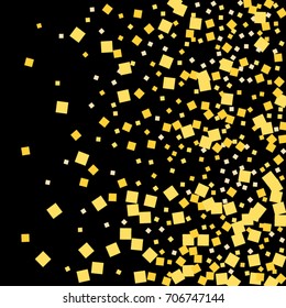 Gold texture glitter on a black background. Abstraction of golden confetti on a black background. Element of design. Vector illustration. EPS 10.